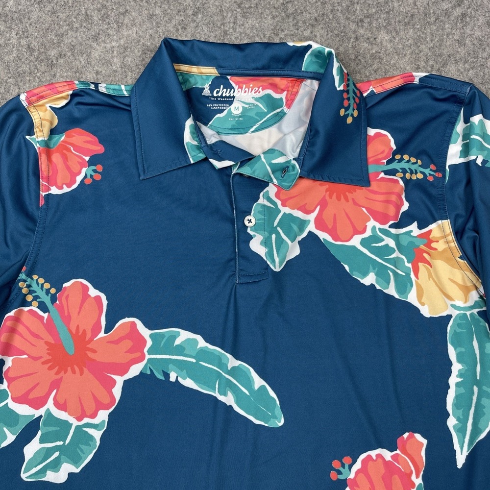 Chubbies Performance Shirt Medium Colorful Hawaiian Floral Golf Athleisure